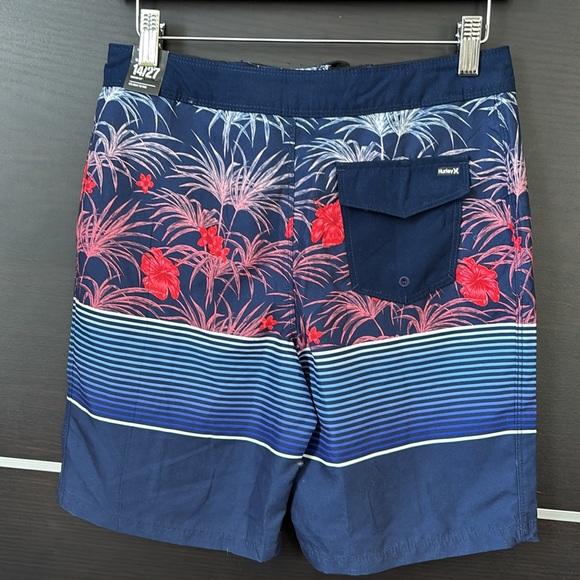 Hurley Boy’s Blue and Red Board Shorts with Tropical Design - Picture 7 of 13